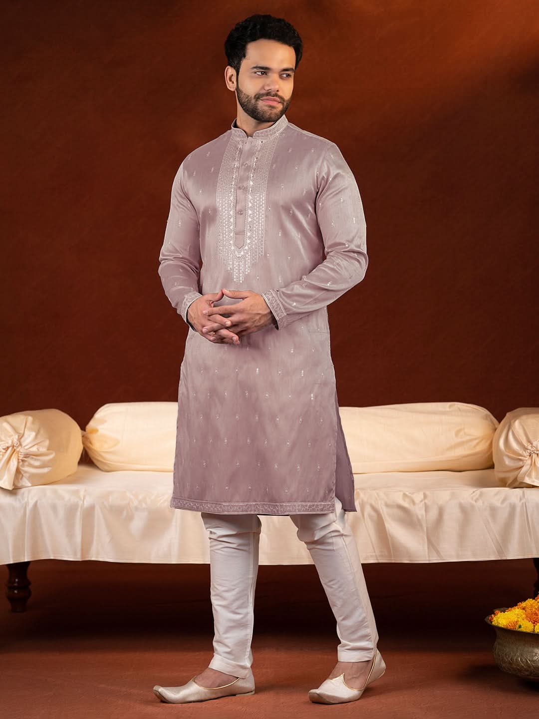 Lavender Embroidery Kurta Set