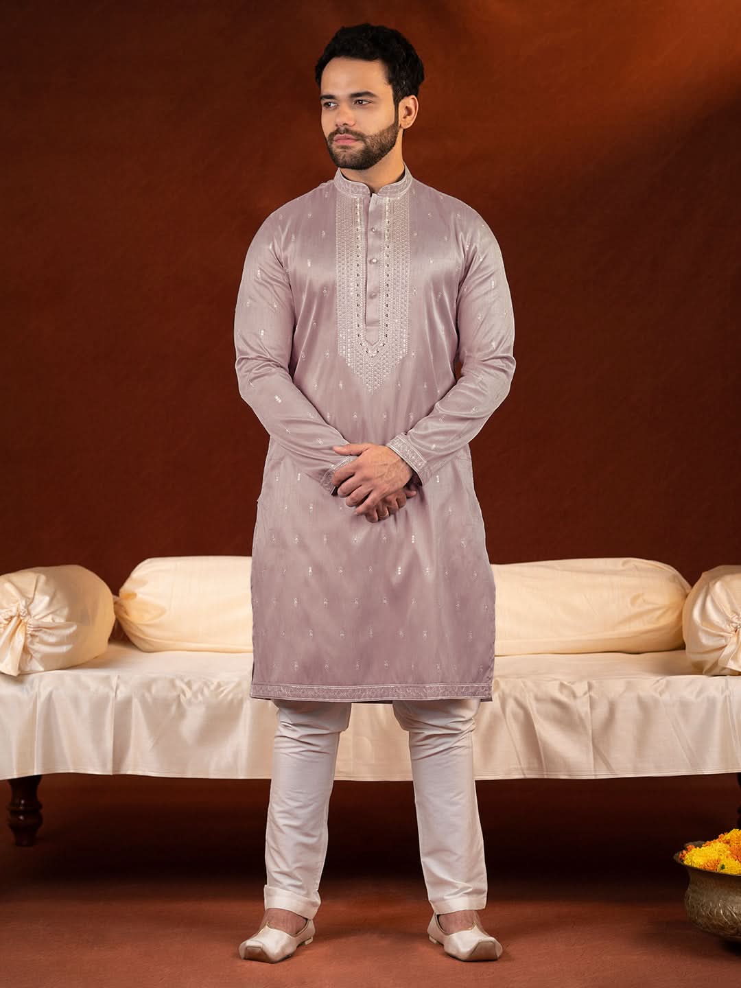 Lavender Embroidery Kurta Set