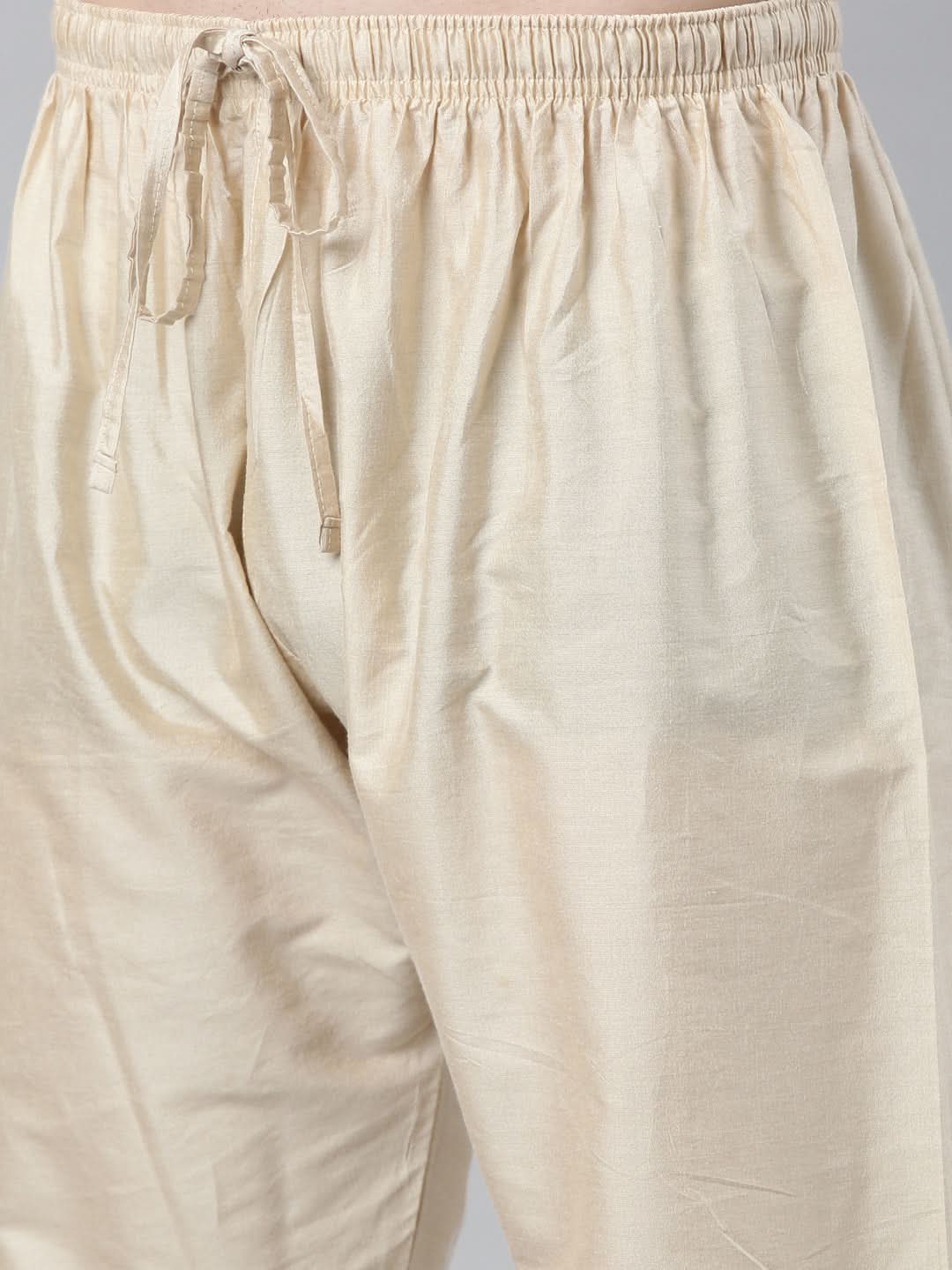 Cream Floral Block Printed Angrakha Full Open Chanderi Silk kurta set