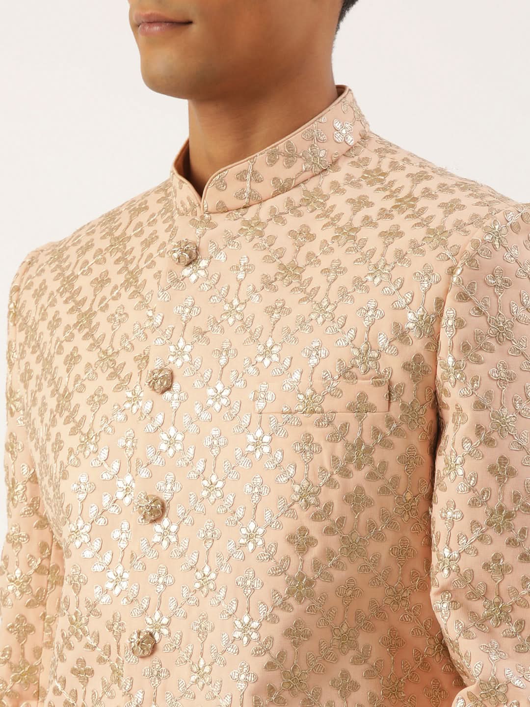 Peach Gota Patti Embroidered Indowestern