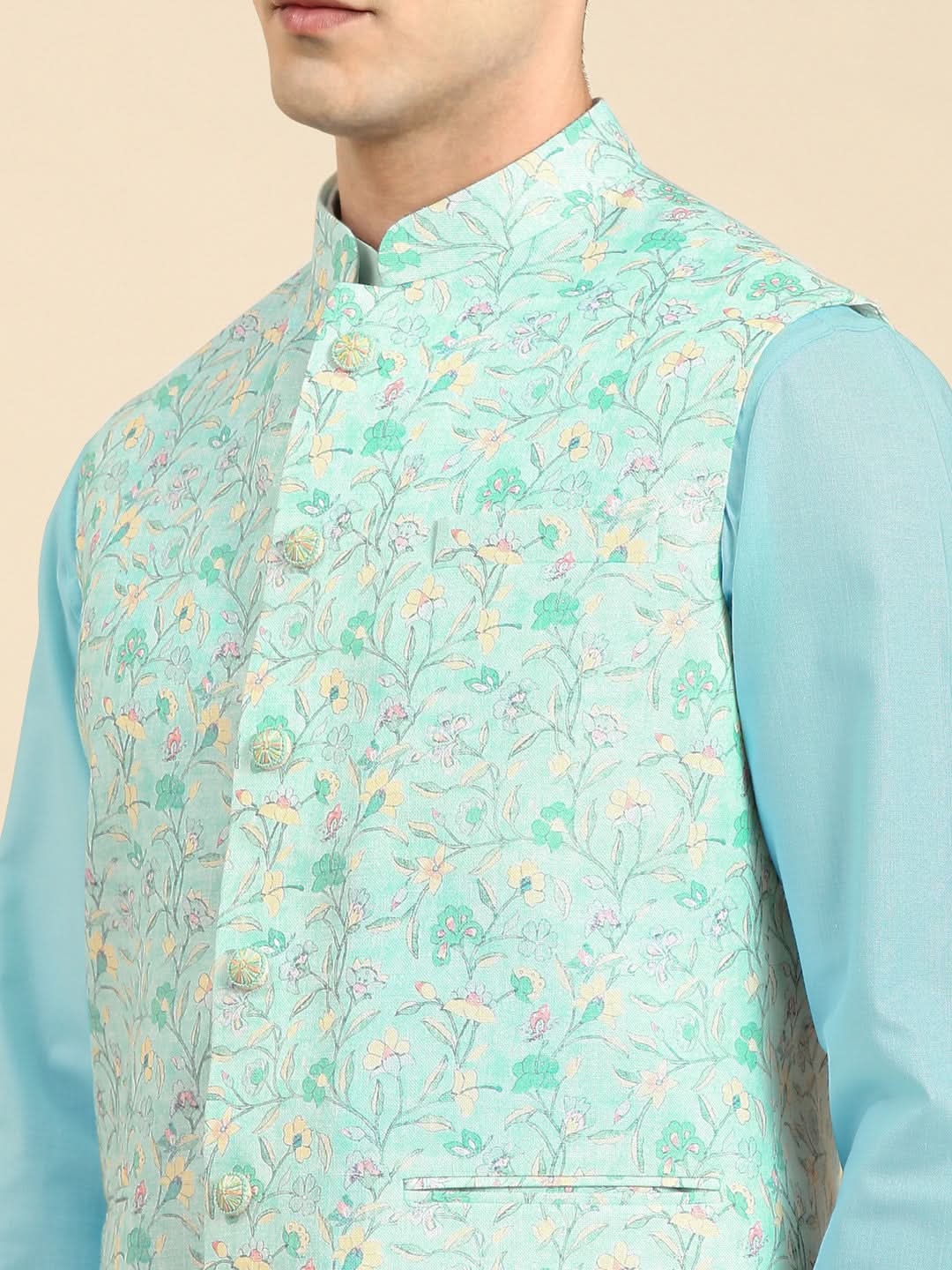 Light Pastel Blue Linen Jacket