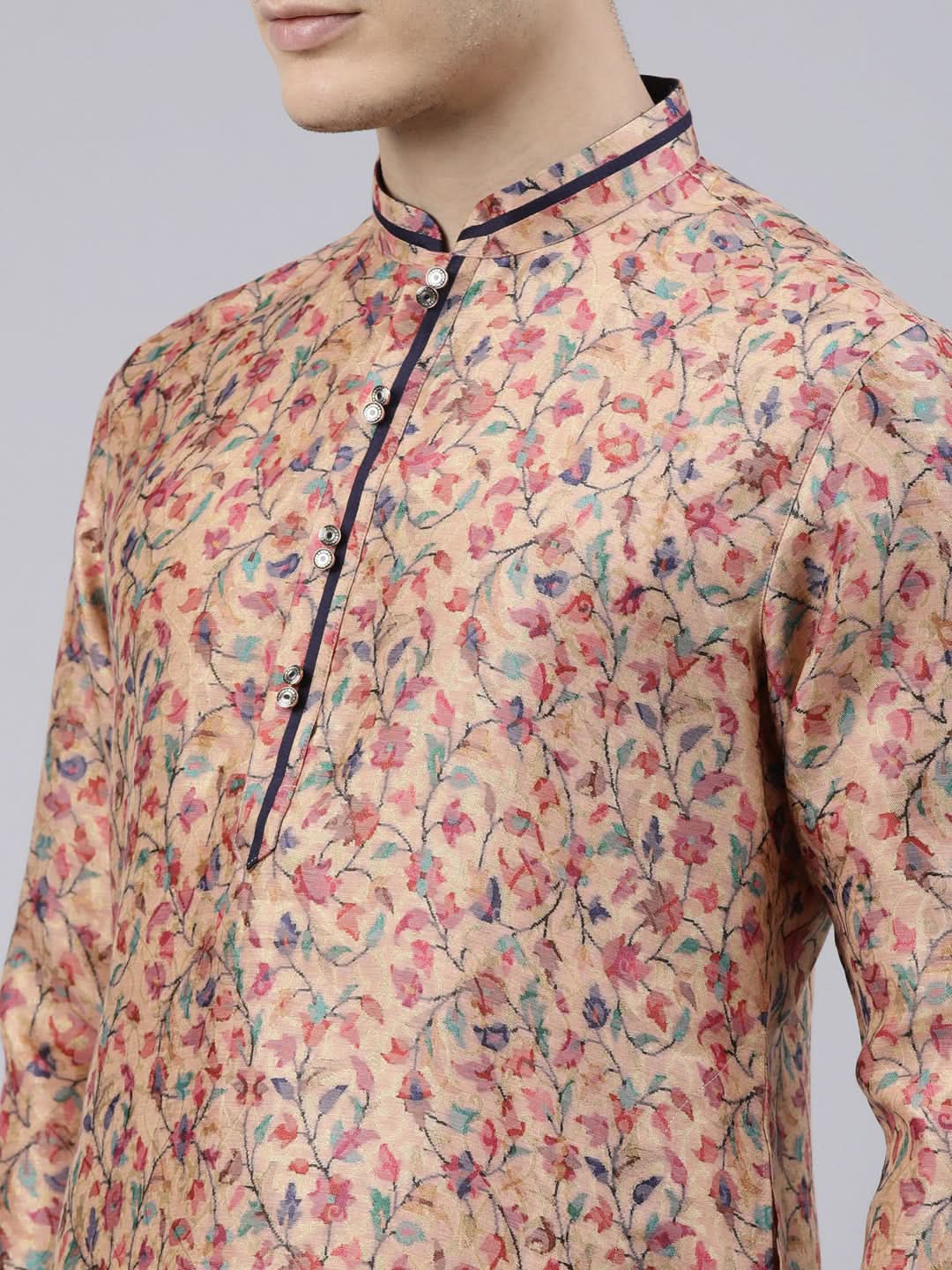 Light Orange Pashmina Printed Kurta Set