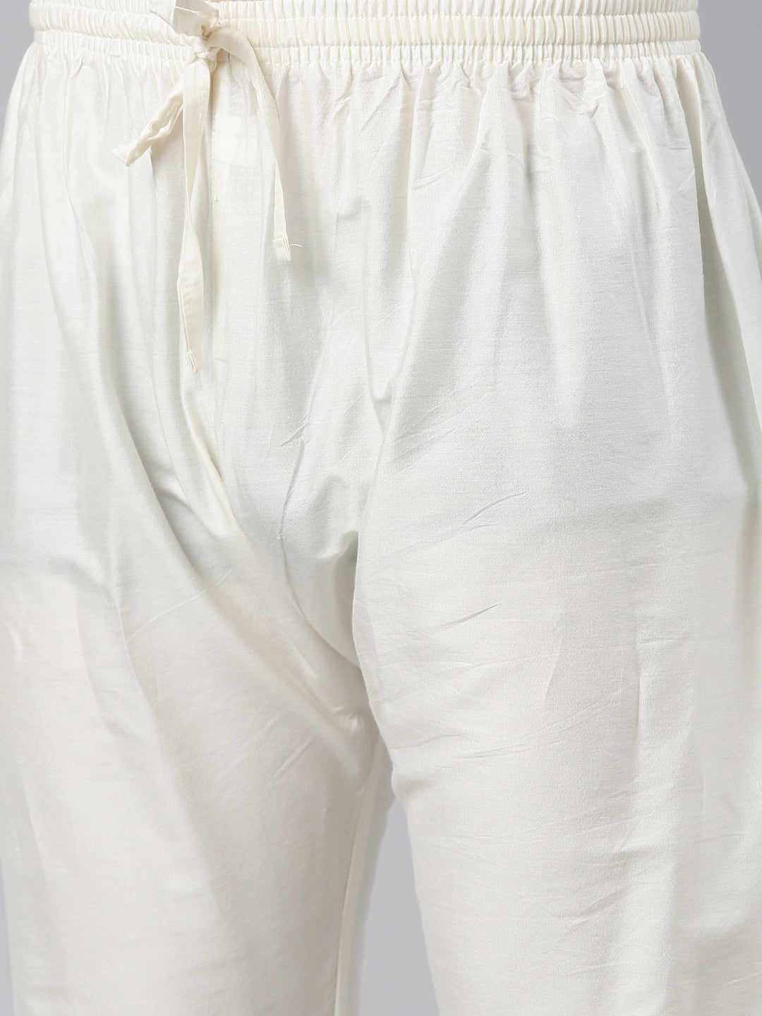 Cream Scallop Premium Self- Design Kurta Set