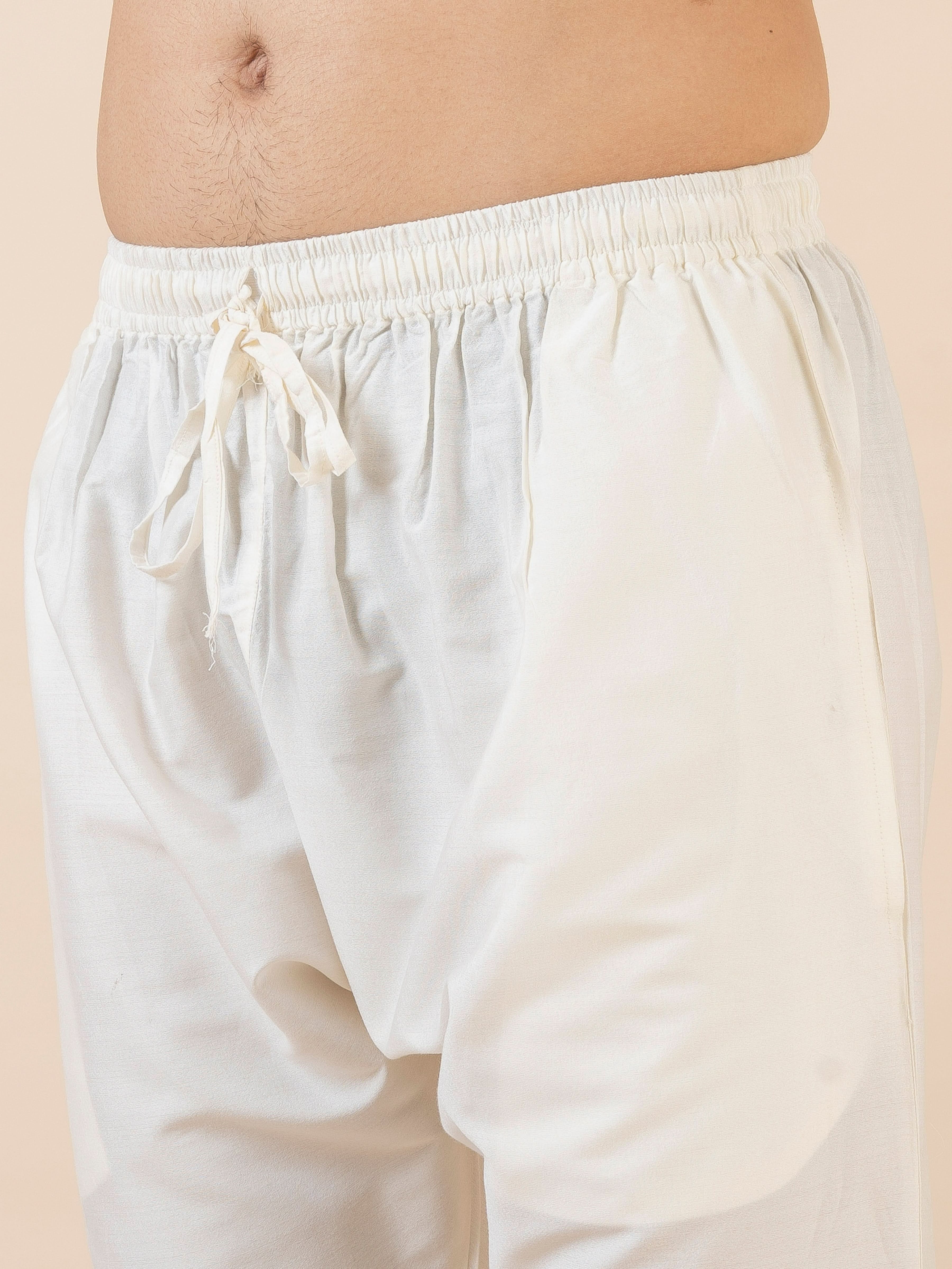 Beige Self Design Side Placket Cotton Kurta Set