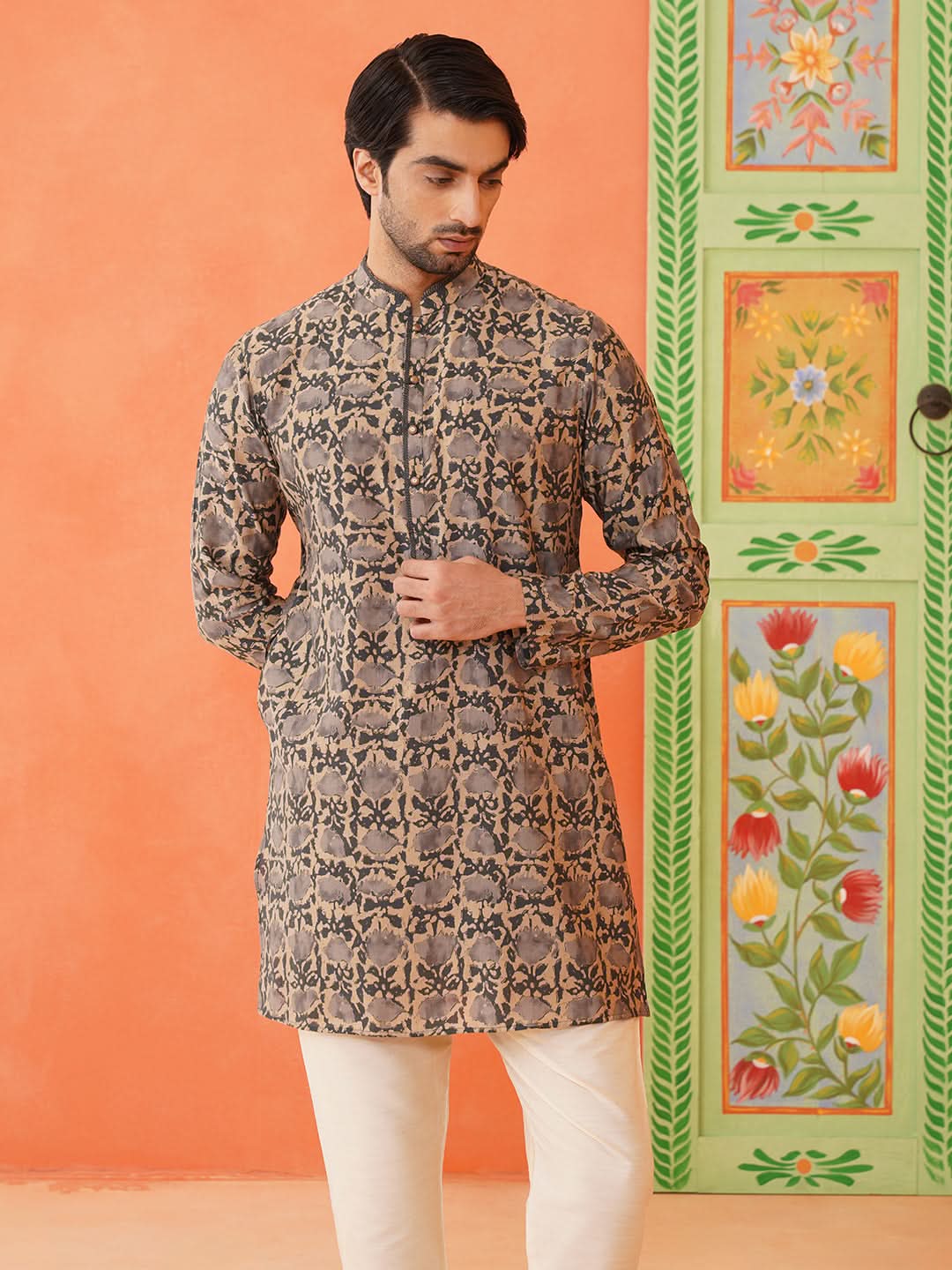 Forest Green Batik Print Kurta