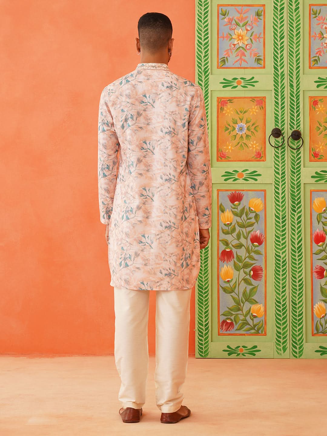 Peach Printed Kurta set