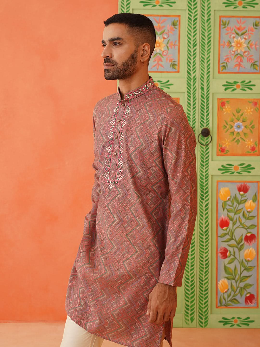 Satin Printed Kurta Set