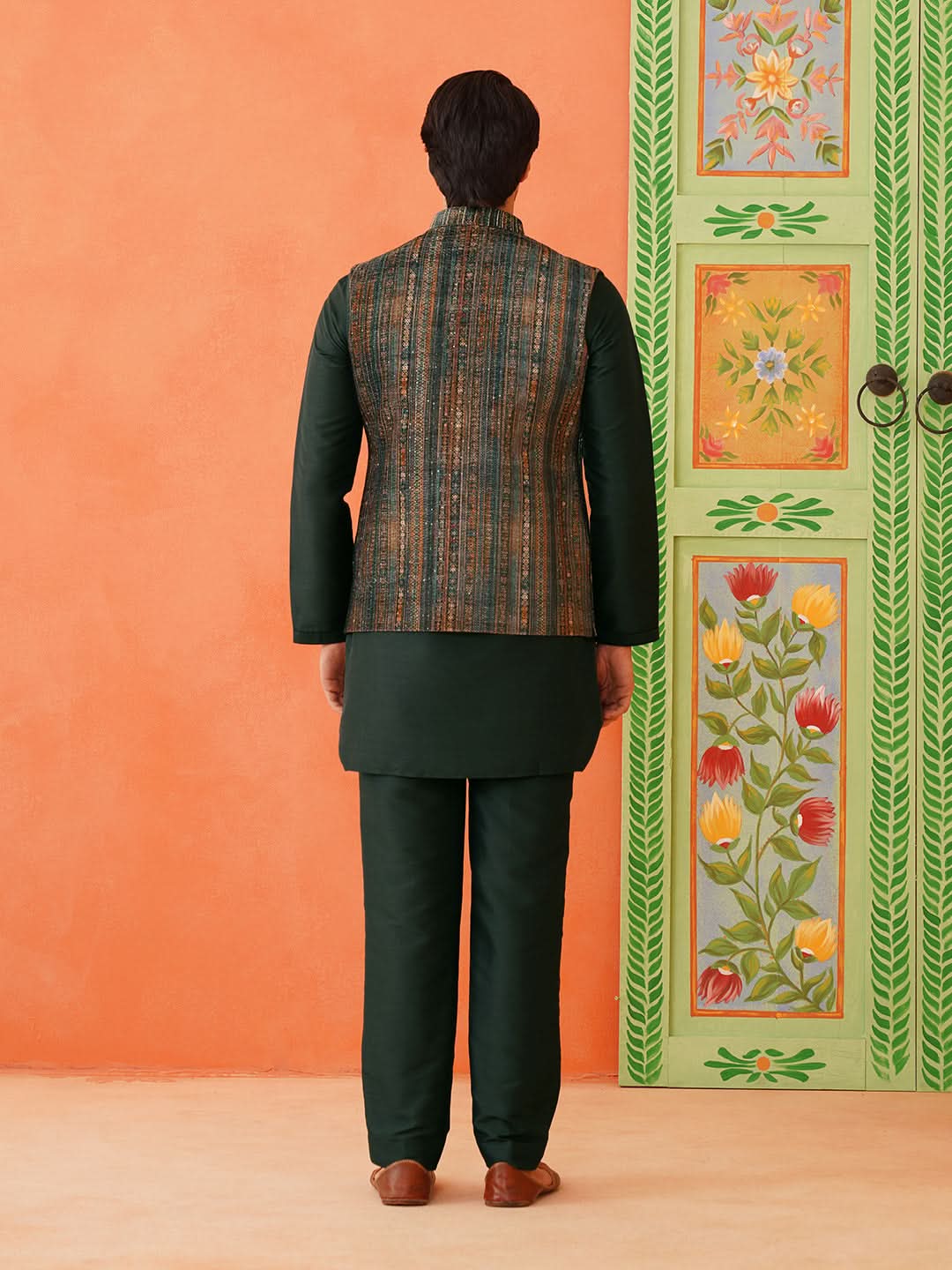 Multi Printed Velvet Fabric Jacket Set