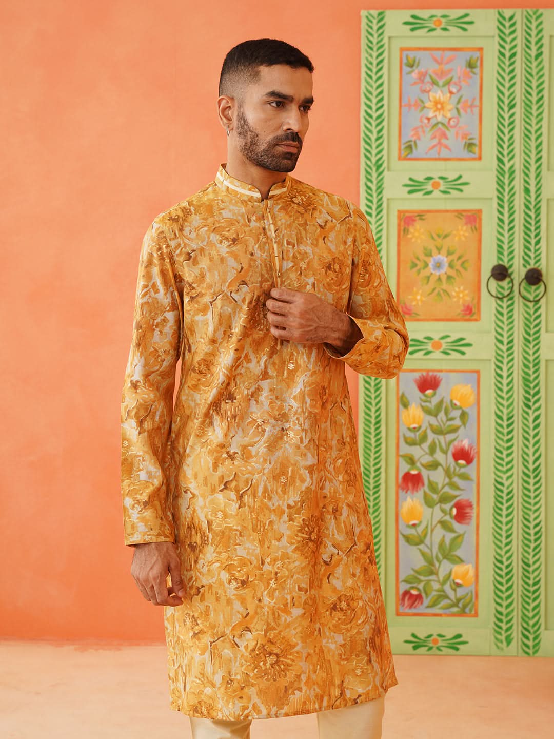 Yellow Gold Printed Kurta Set
