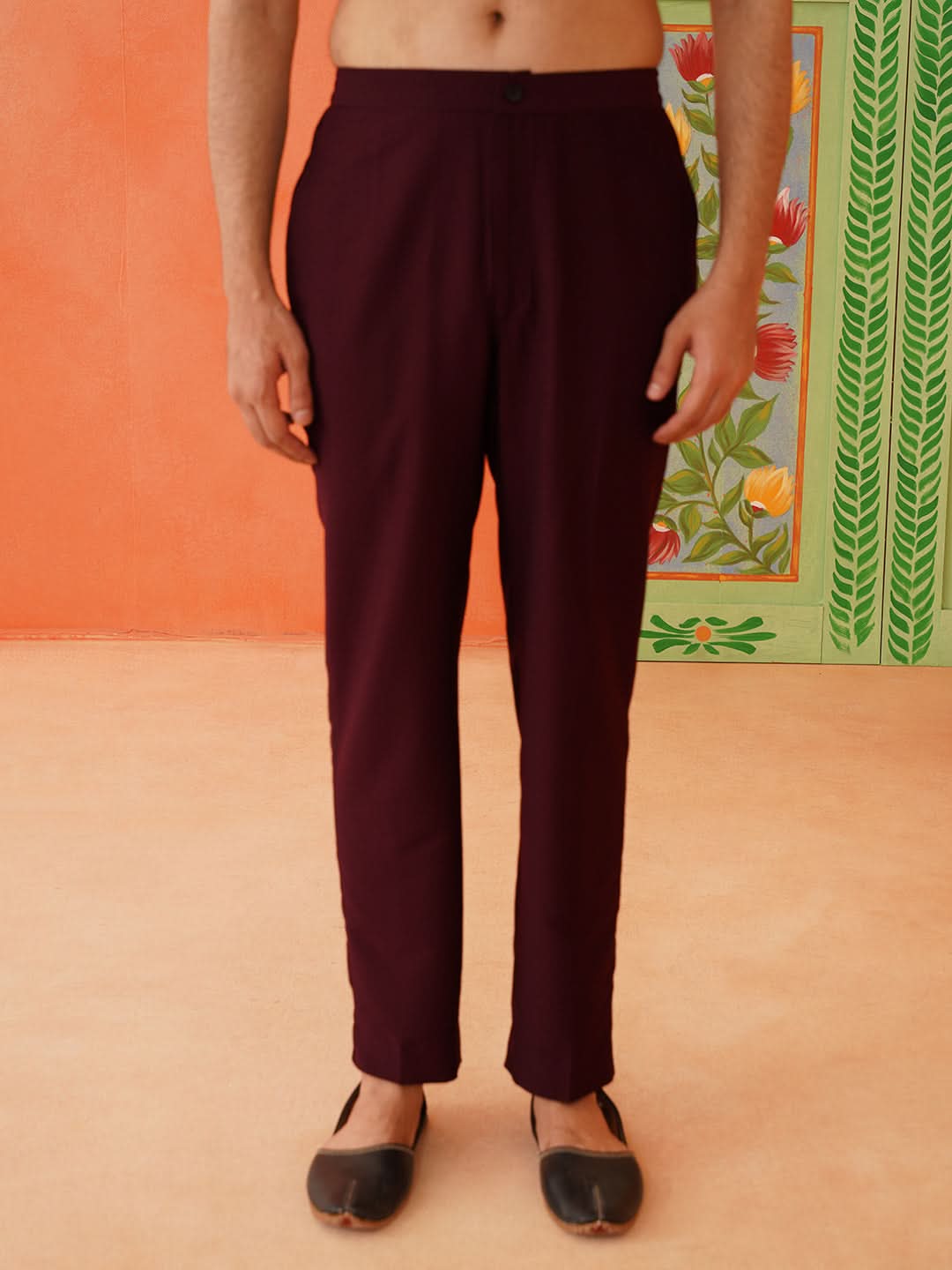 Maroon Navy Velvet Open IndoWestern Set