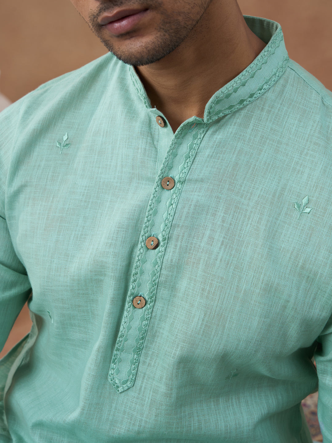 Pista Green Cotton Linen Kurta Set
