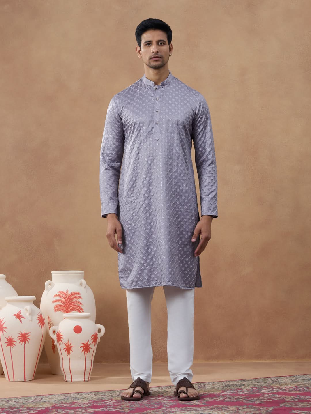 Lavender Self-Texture Kurta Set