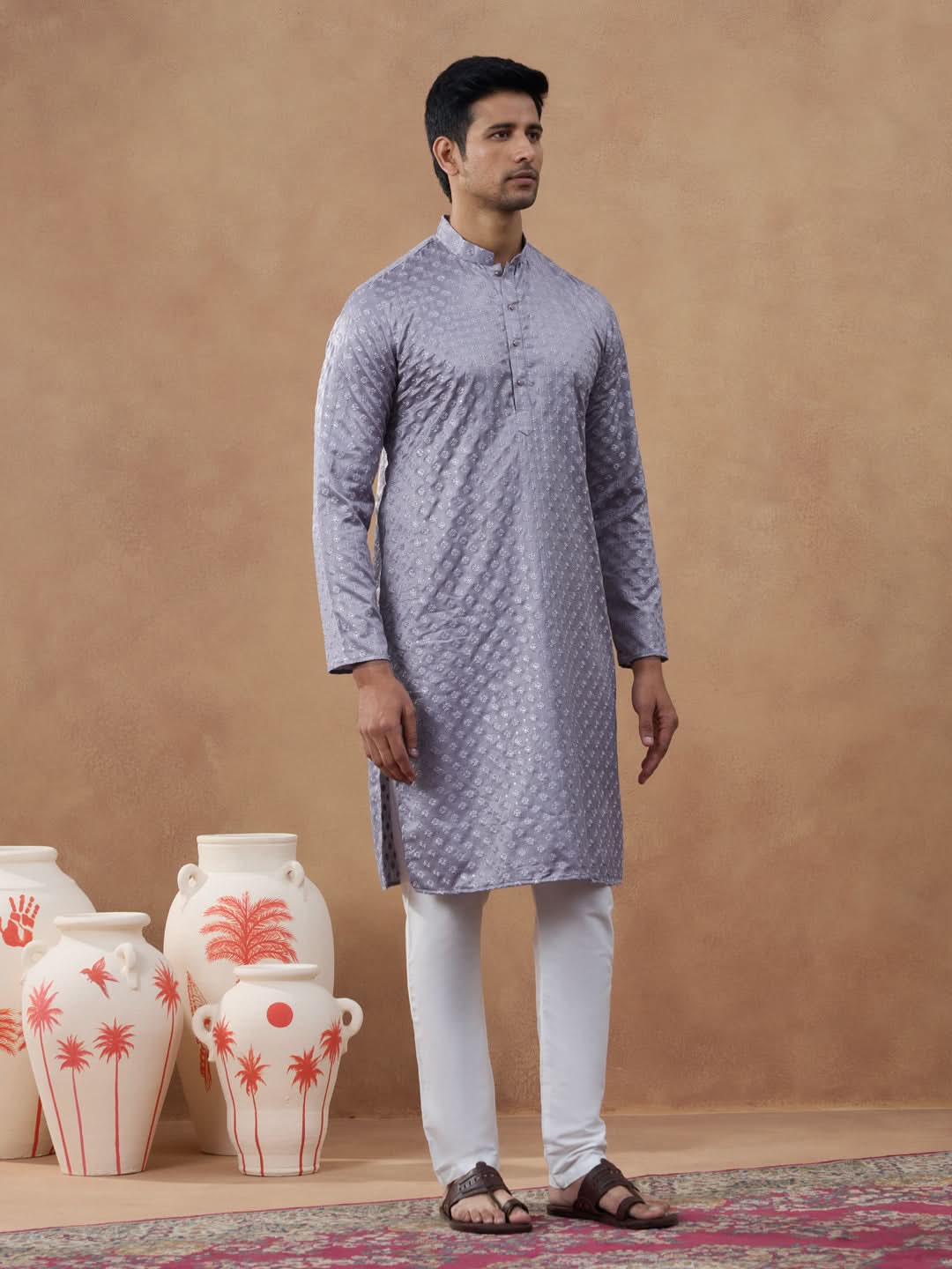 Lavender Self-Texture Kurta Set