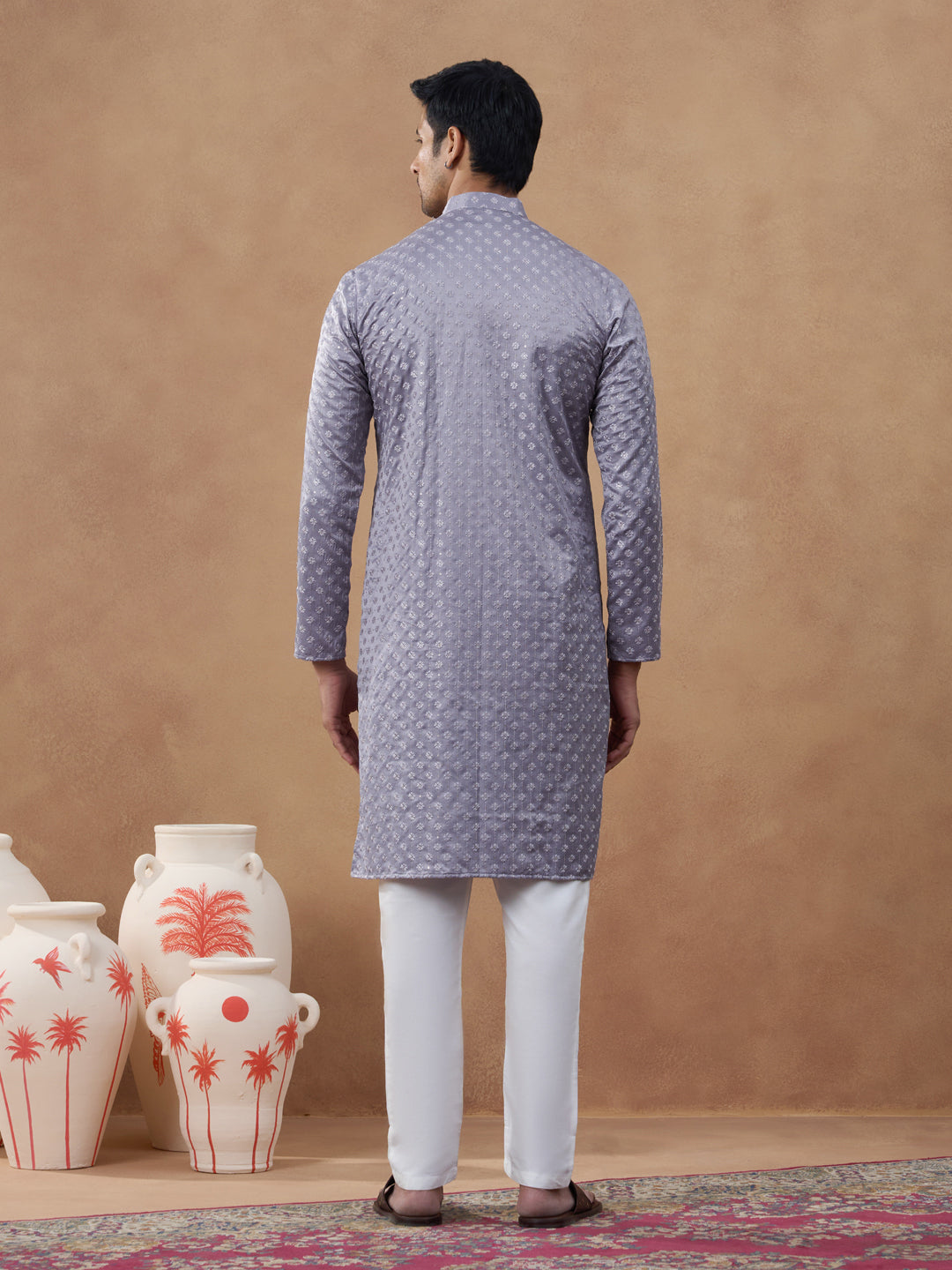 Lavender Self-Texture Kurta Set