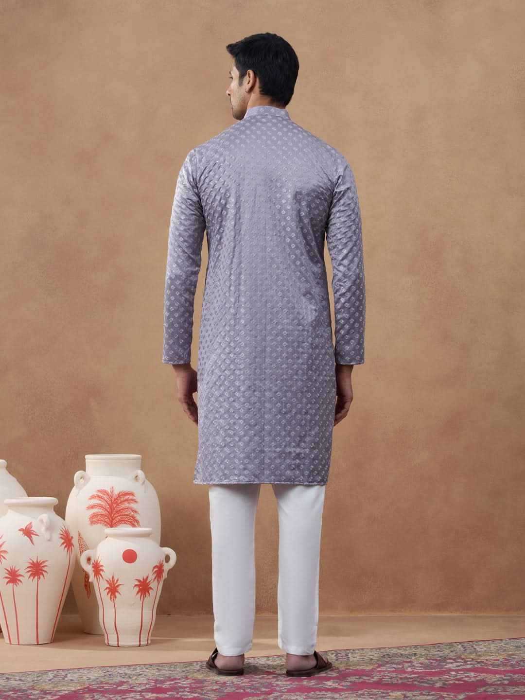 Lavender Self-Texture Kurta Set
