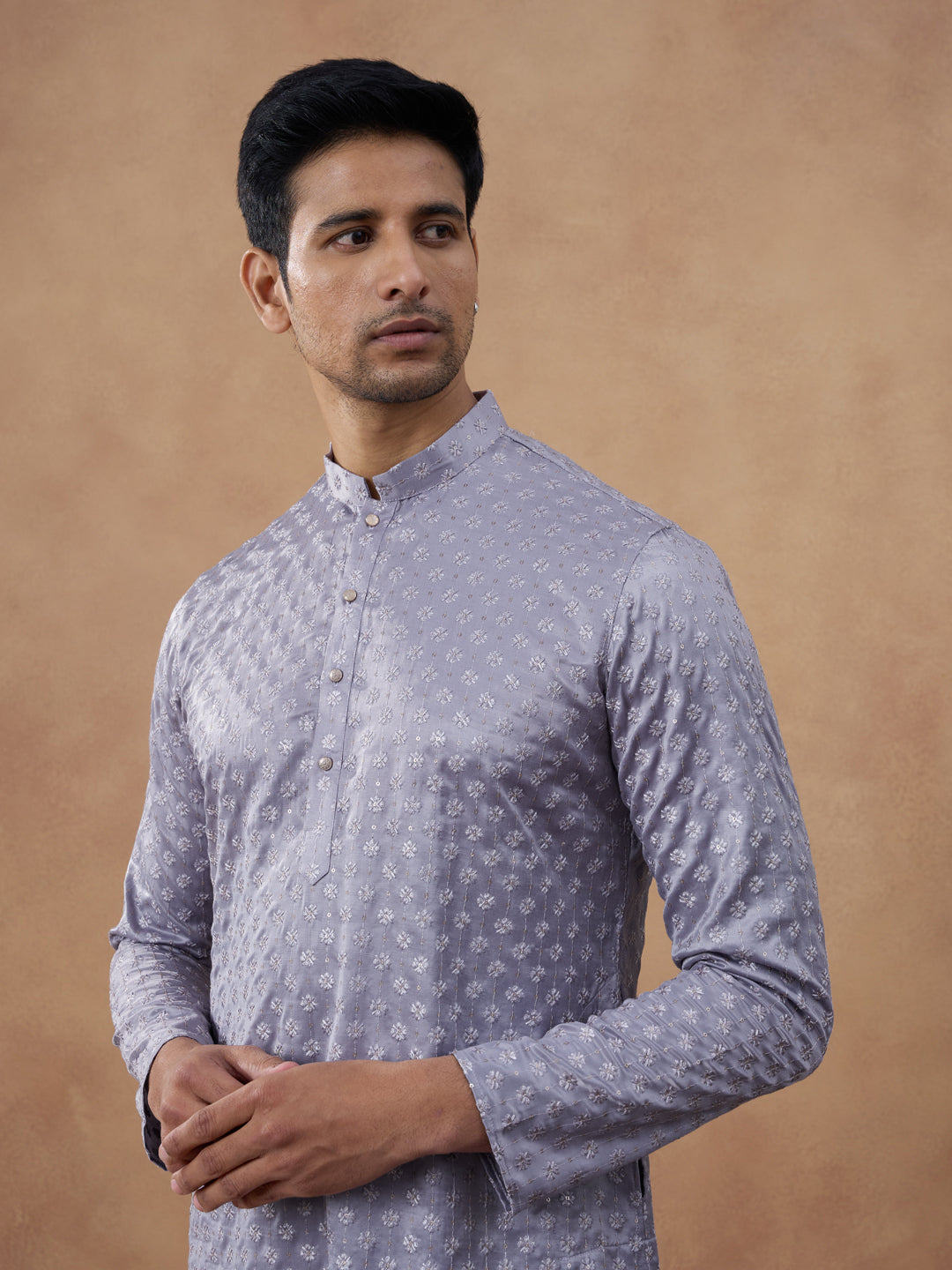 Lavender Self-Texture Kurta Set