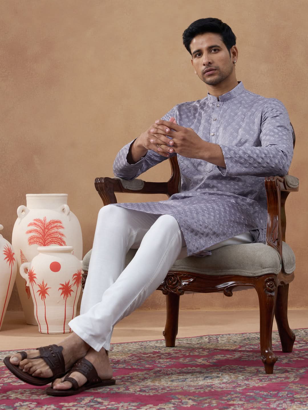 Lavender Self-Texture Kurta Set