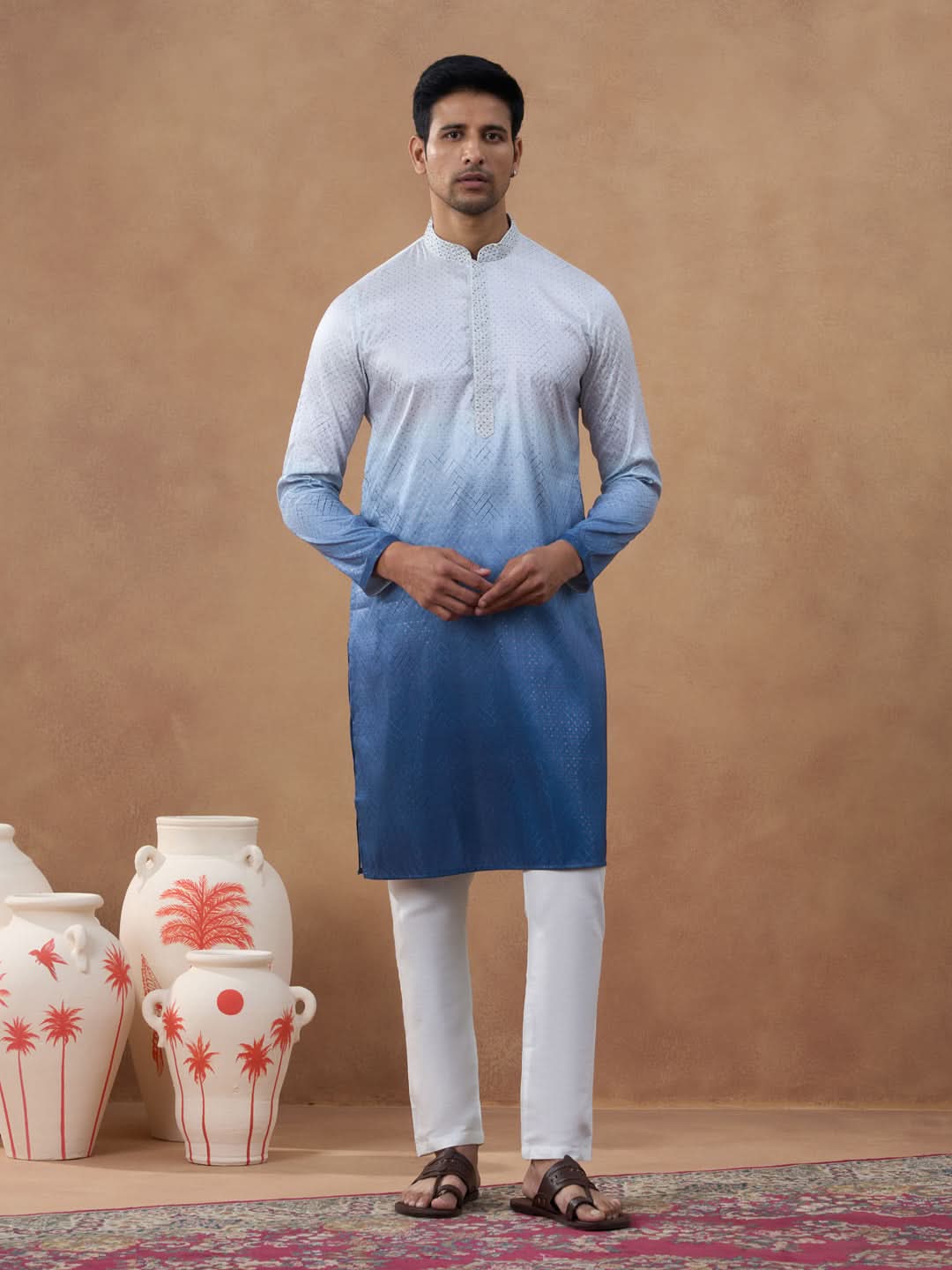 Gradient Blue Ombre Kurta Set