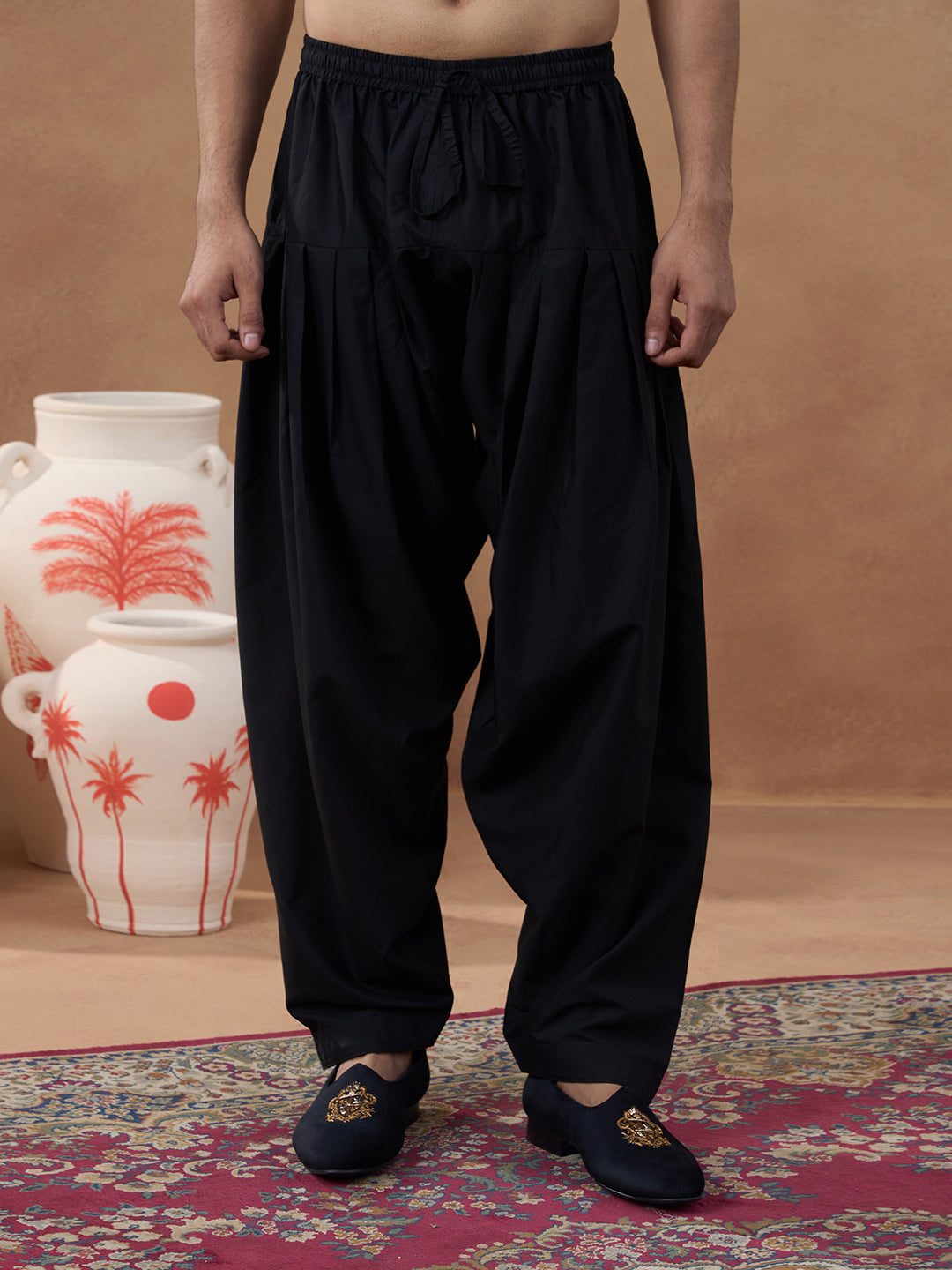 Multi-Colour Green Bundi with Classic Black Pathani Set