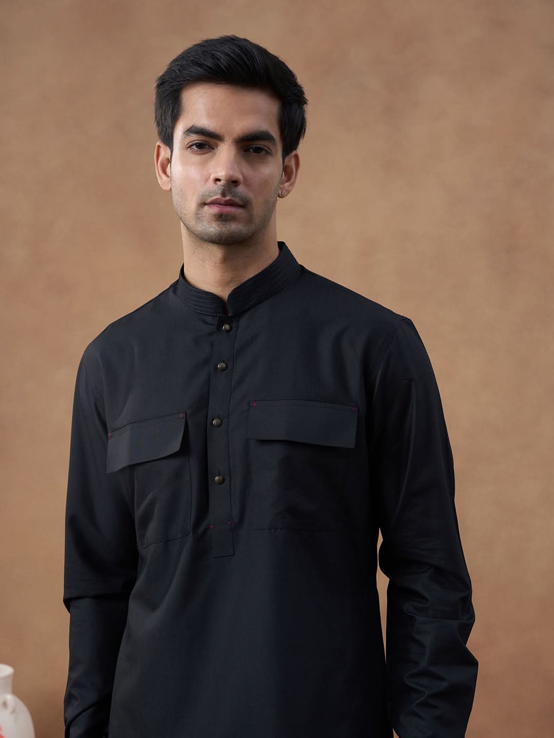 Multi-Colour Green Bundi with Classic Black Pathani Set