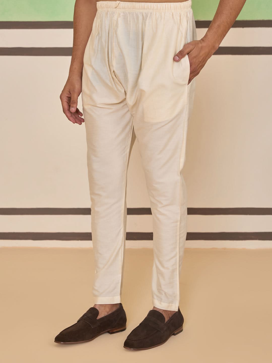 Peach Gold Ethnic Textured Kurta Set