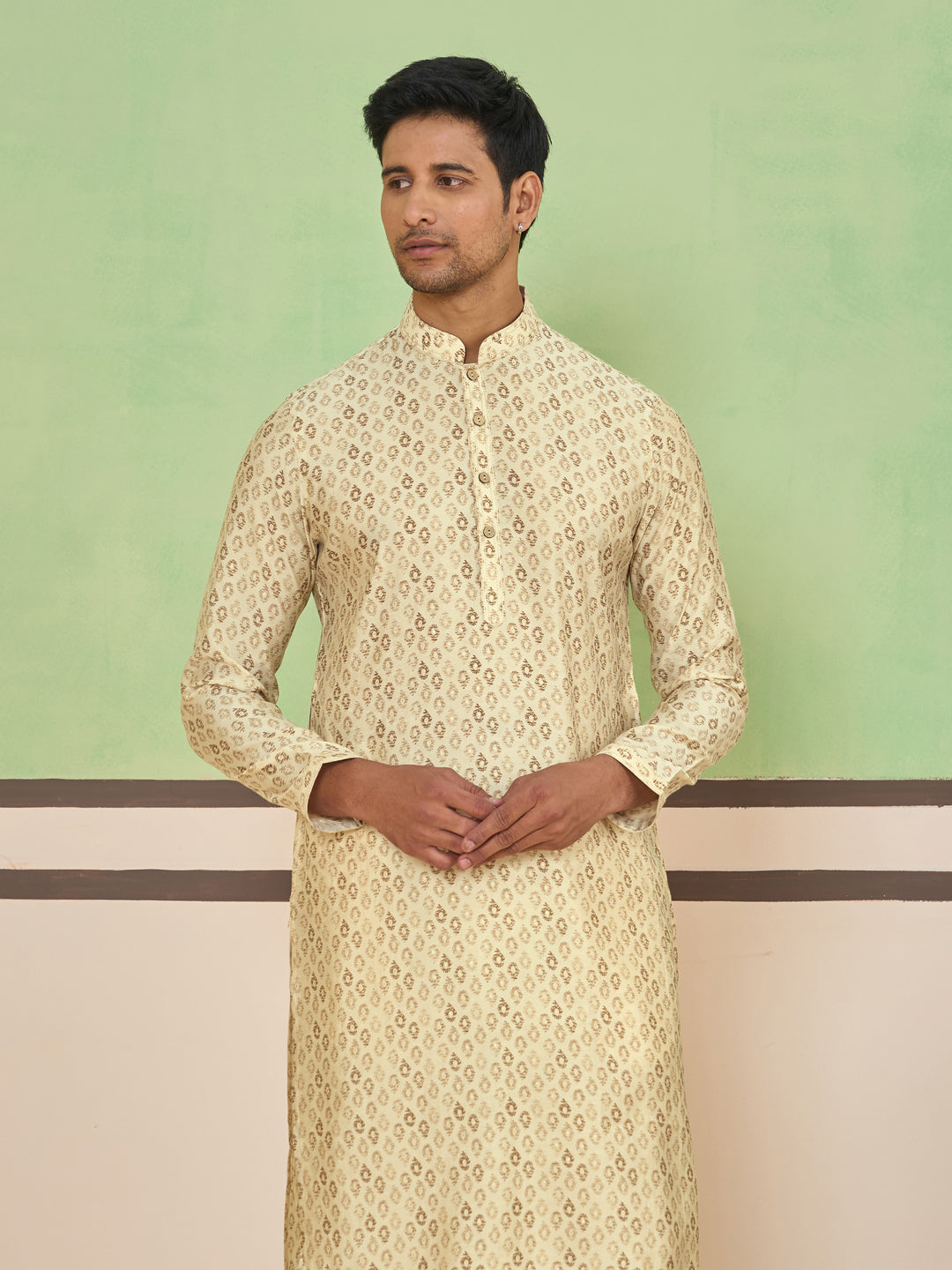 Cream All-Over Paisley Printed Kurta Set