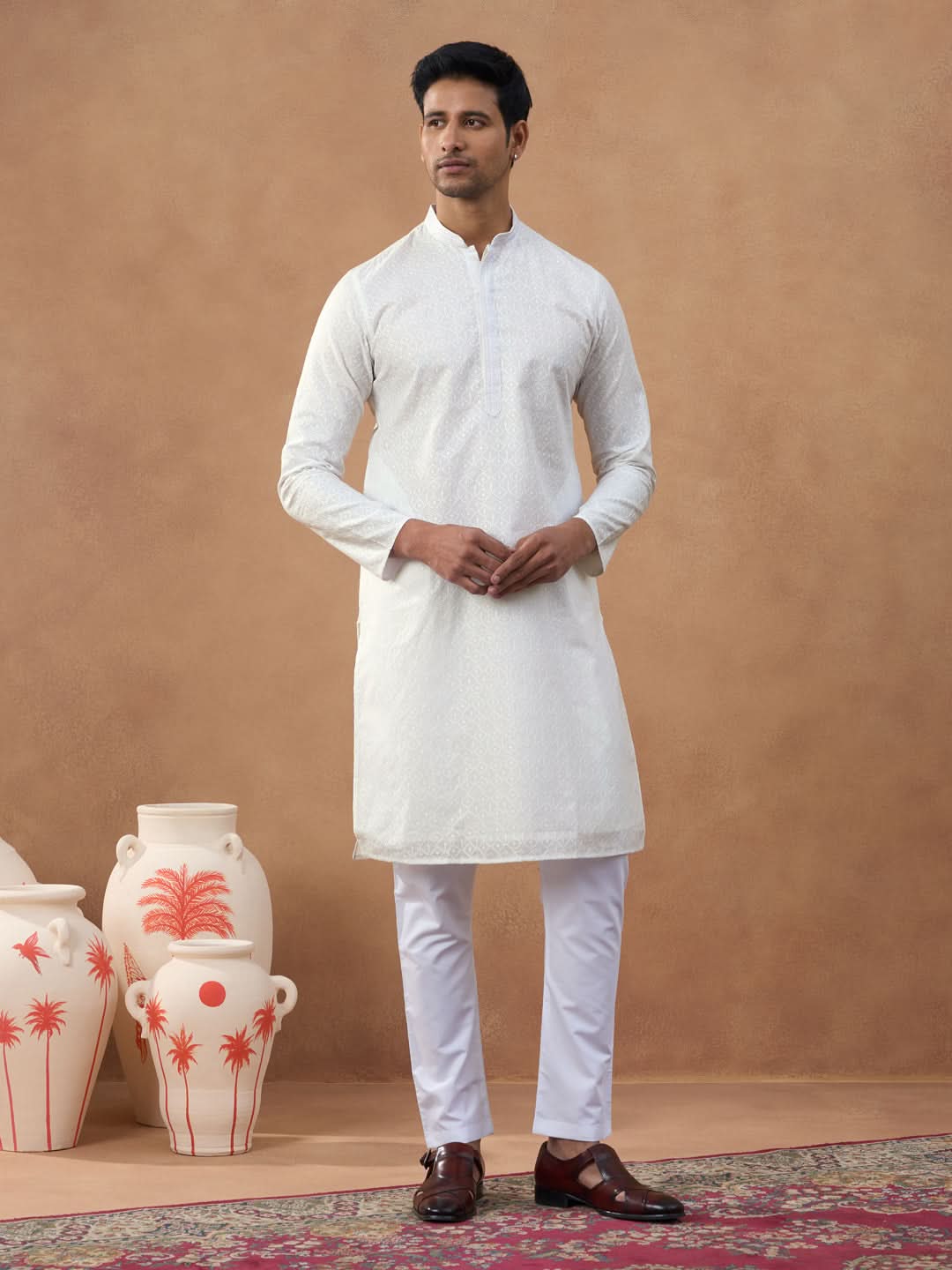 Off White Cotton Kurta Set