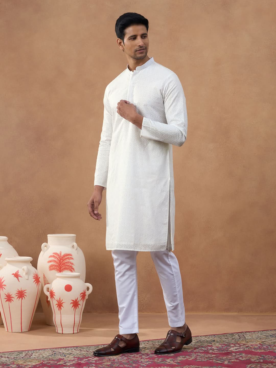 Off White Cotton Kurta Set
