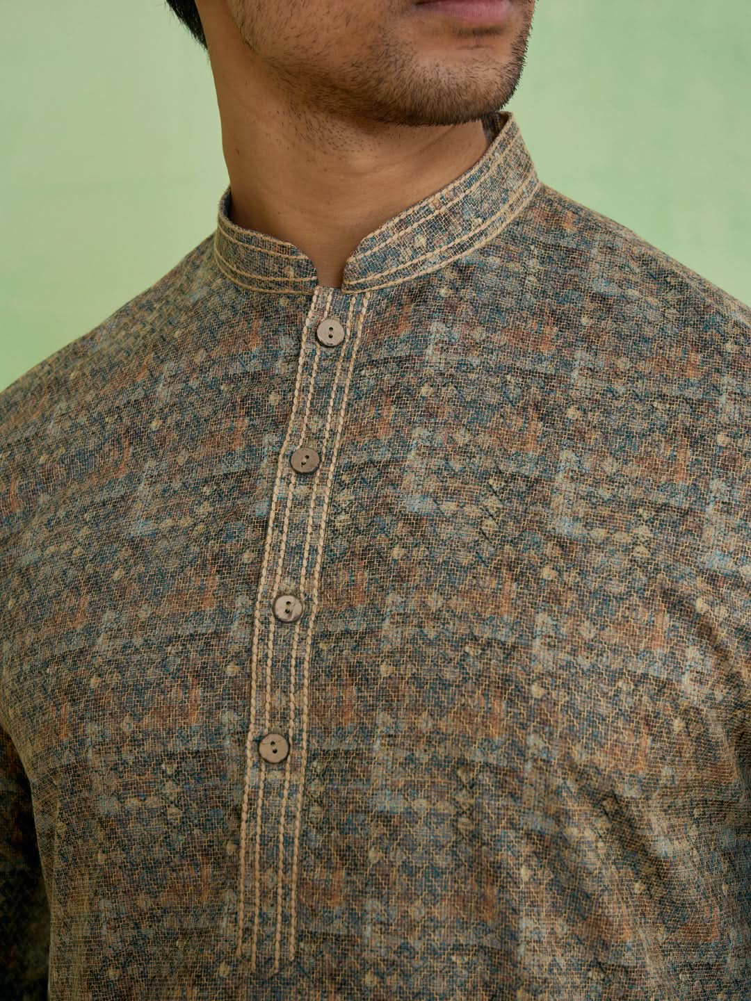 Beige Mosaic Print Kurta Set