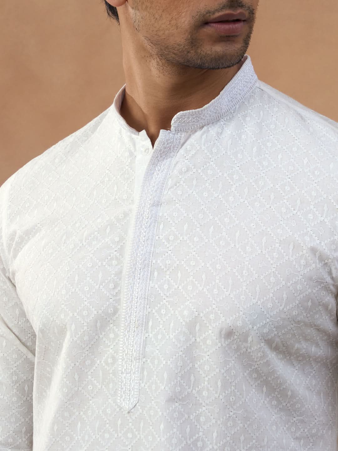 Off White Cotton Kurta Set