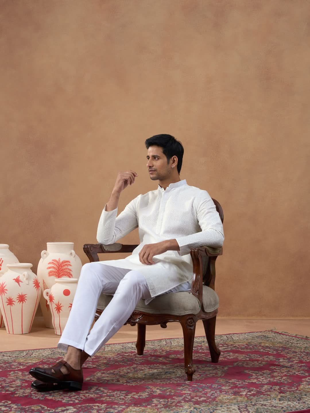 Off White Cotton Kurta Set