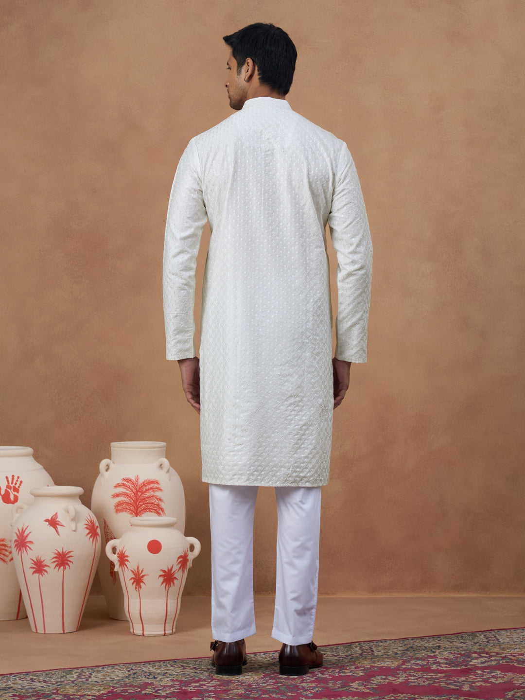 Off White Cotton Chikankari Embroidered Kurta Set