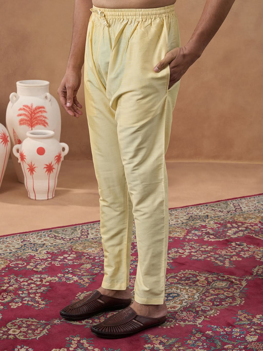 Floral Printed Beige Kurta Set