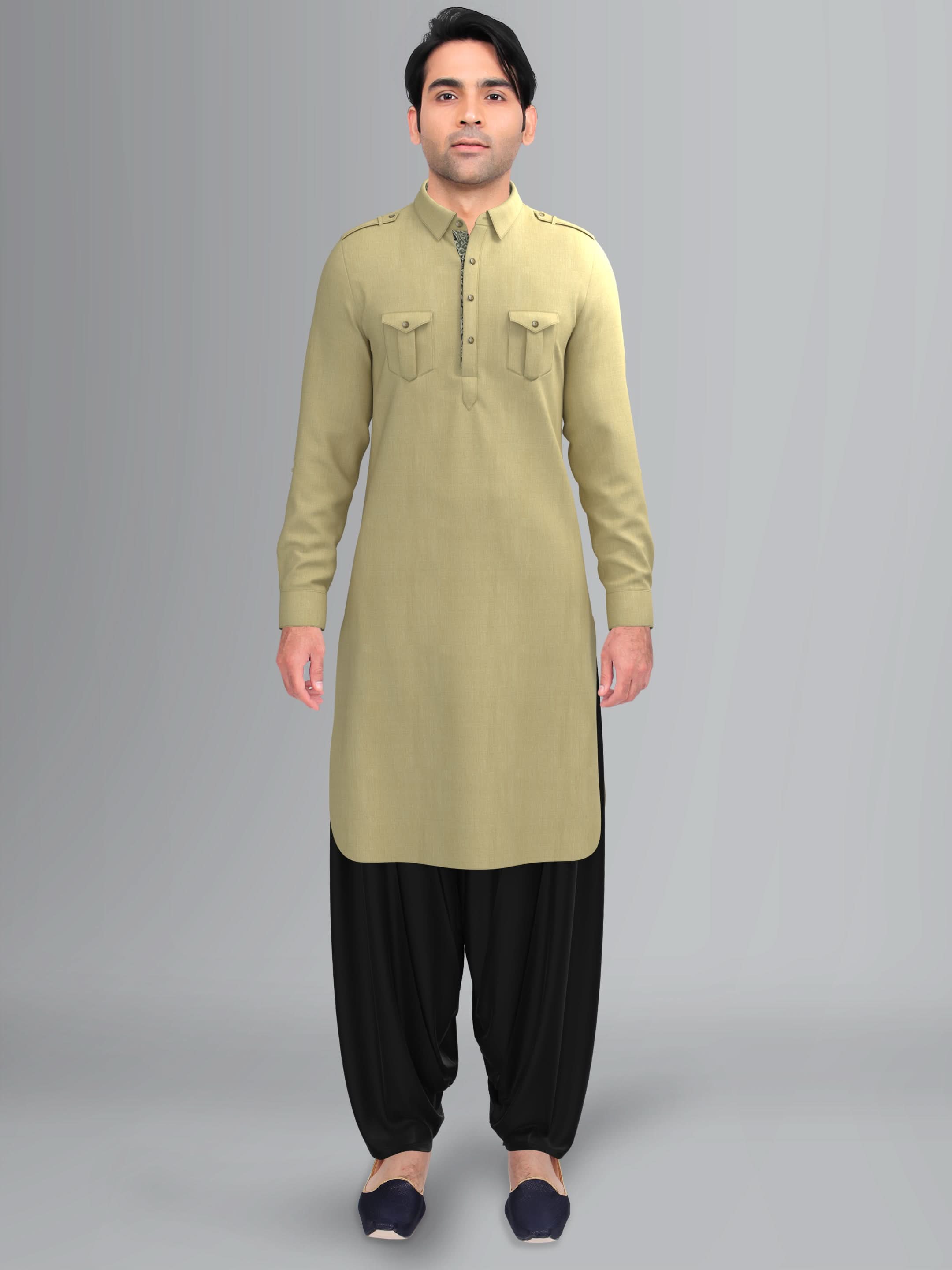 Greenish Beige Classic Pathani