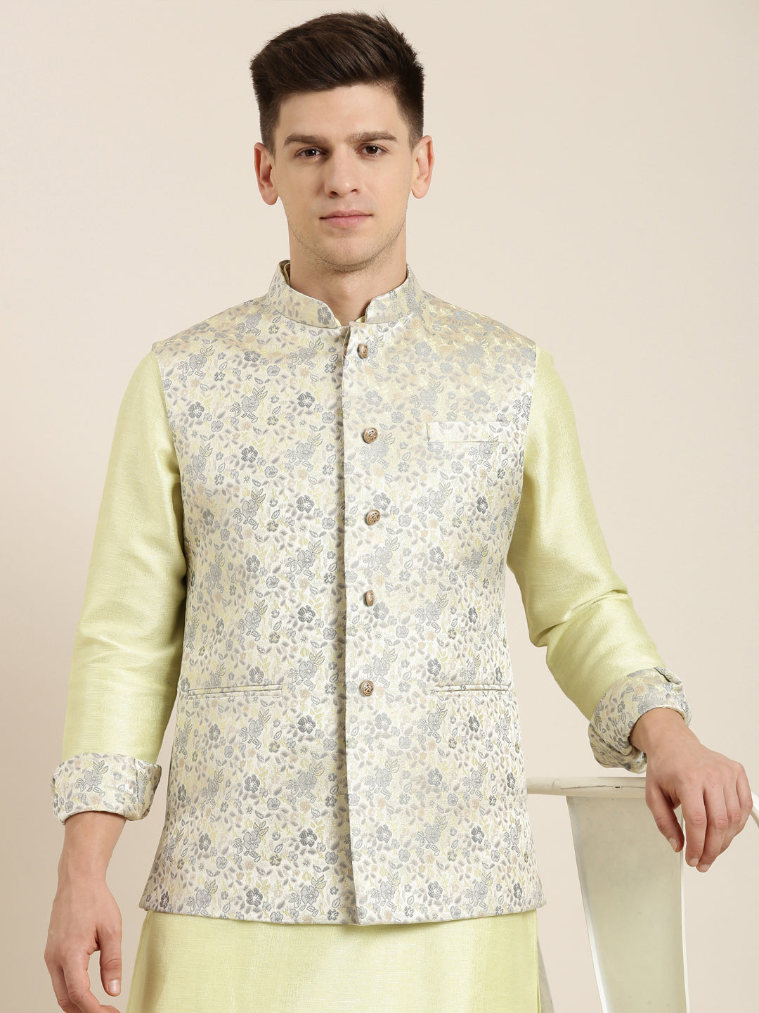Pastel Green Jacquard Jacket