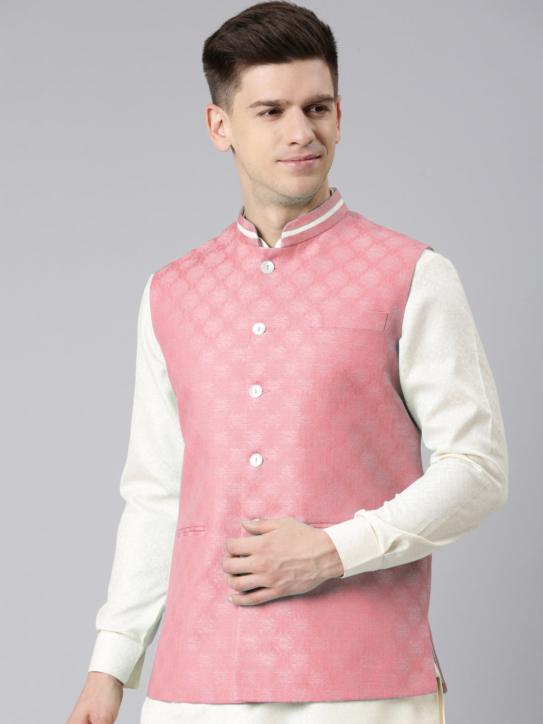 Pink Cotton Jacquard Jacket
