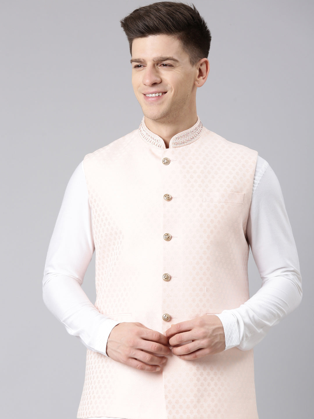 Peach Jacquard  Jacket