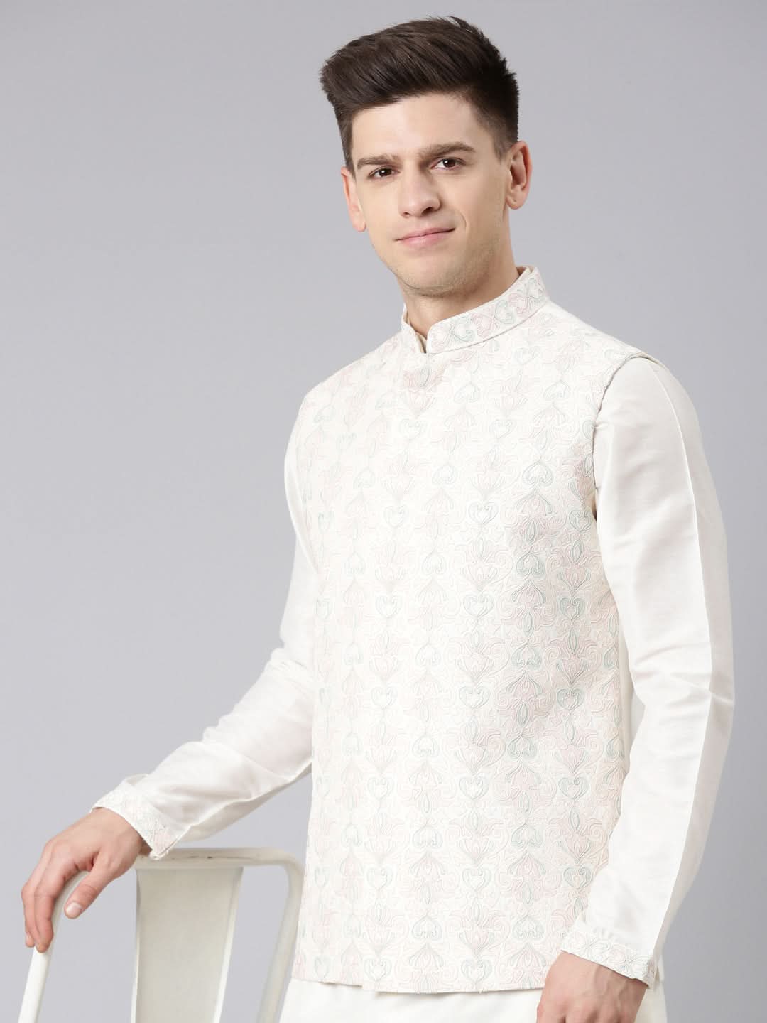 Cream Dori Embroidery Jacket