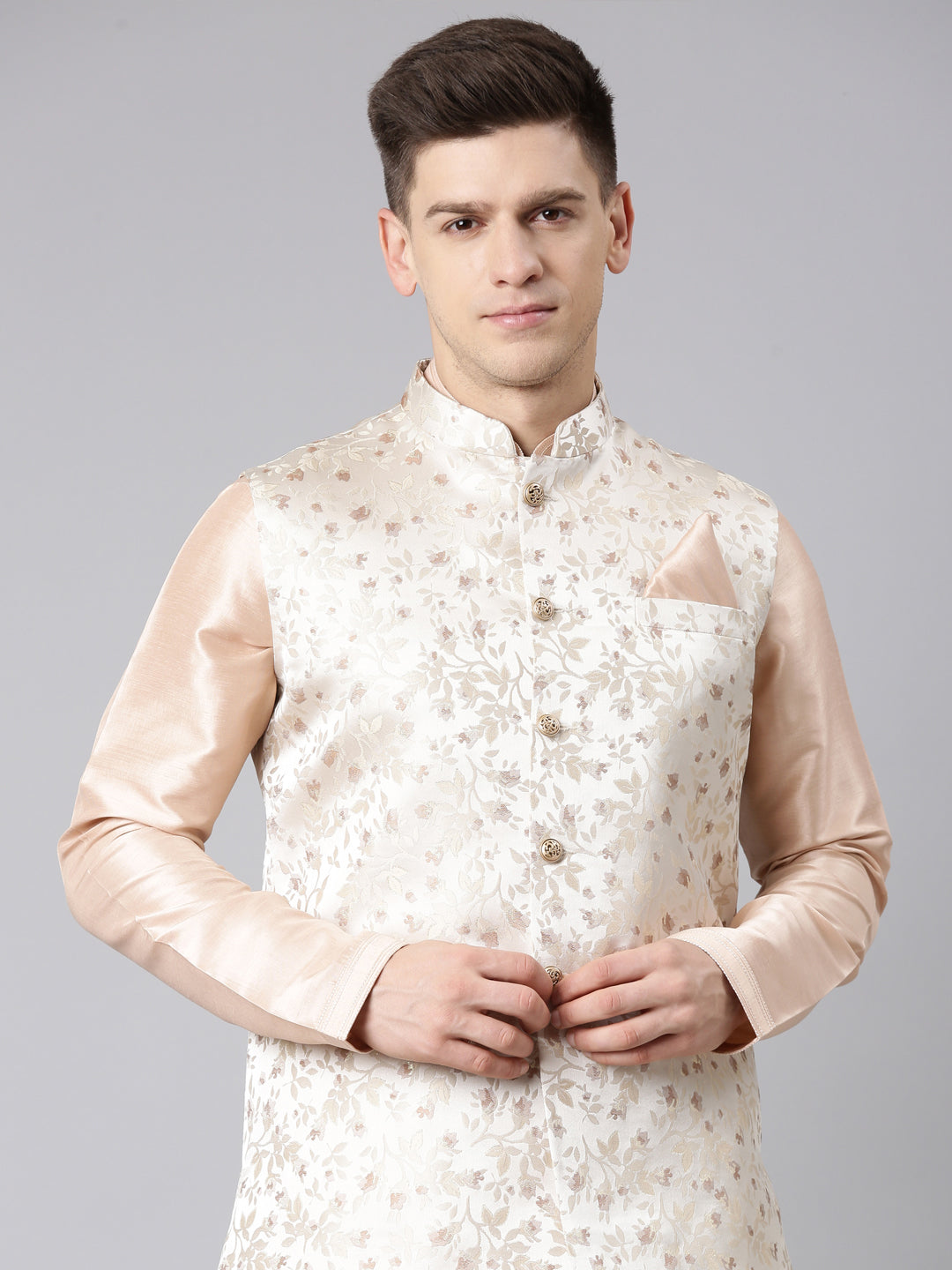 Peach Beige Jacquard Jacket