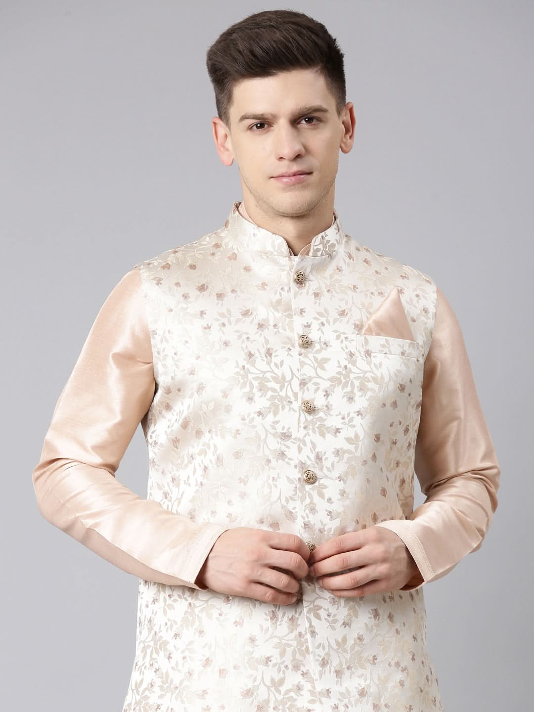 Peach Beige Jacquard Jacket