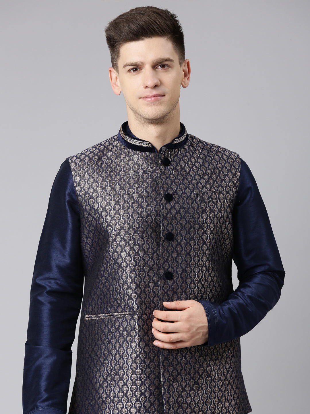 Midnight Blue Banarasi Brocade Jacket