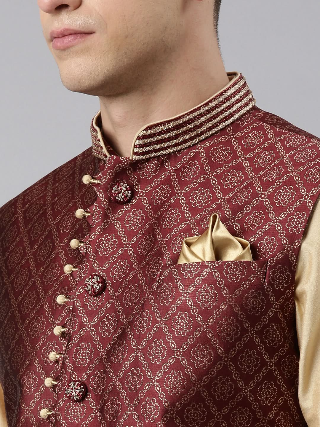 Maroon Banarasi Bundi