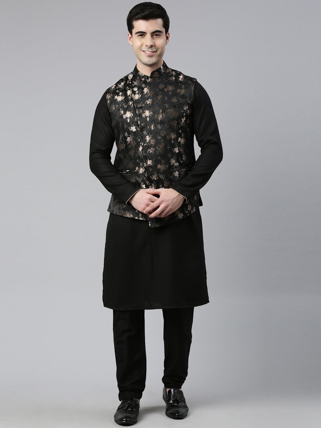 Black Gold Jacquard Print
