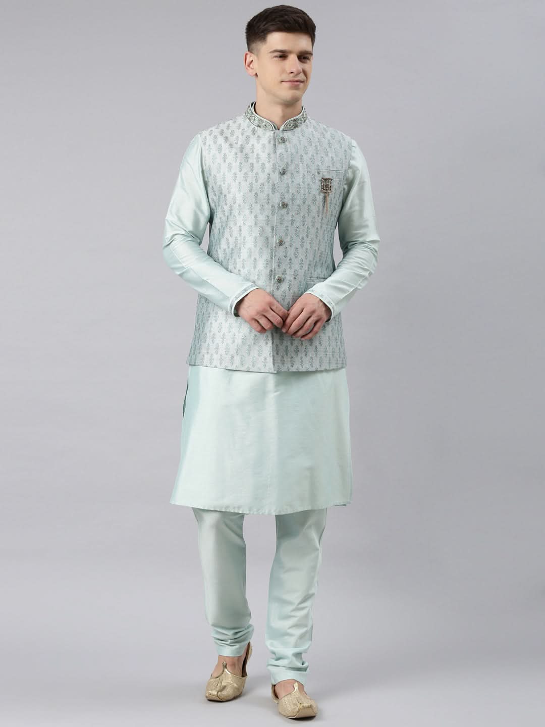 Light Blue Printed Jacquard Jacket