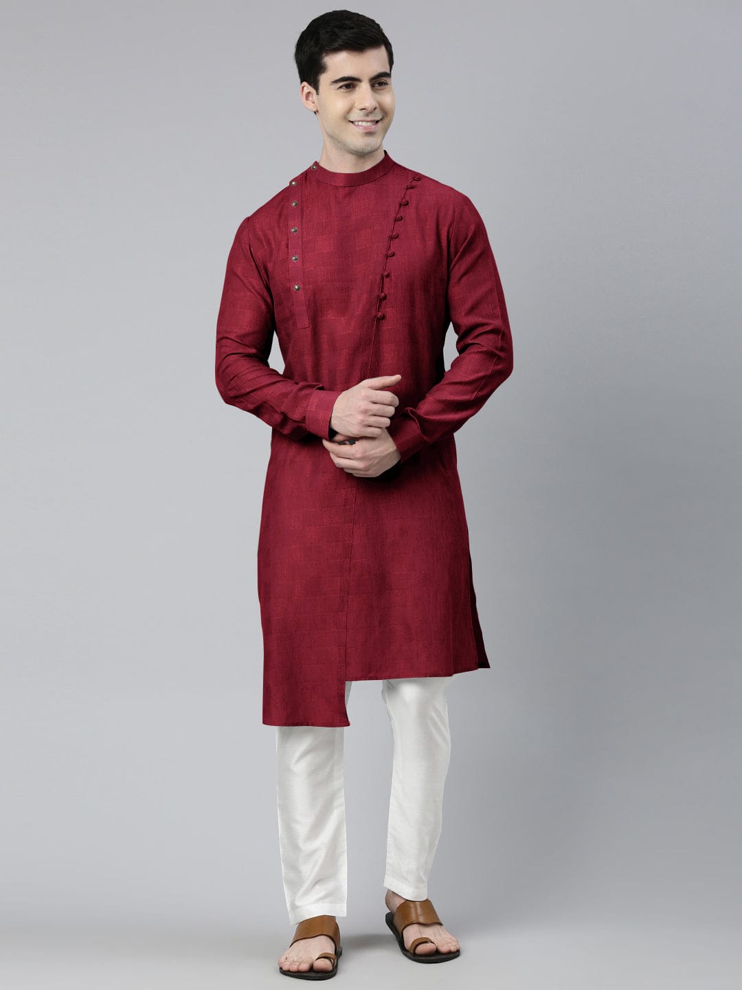 Maroon Asymmetrical Kurta Set