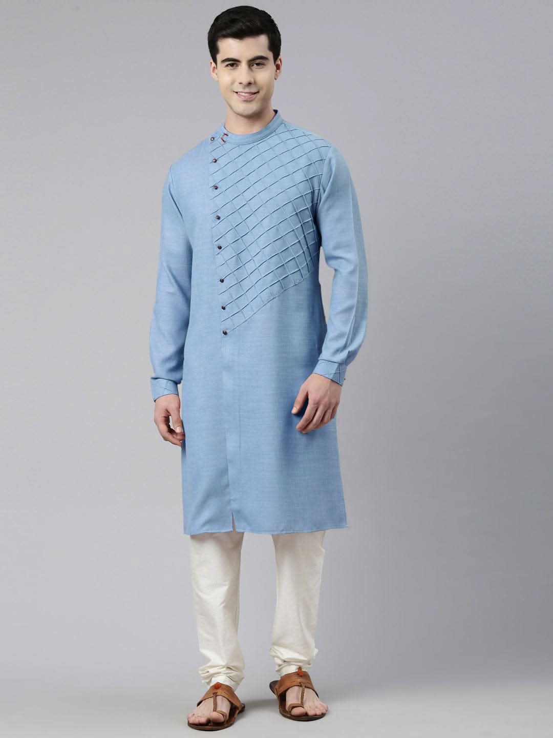 Light Blue Angrakha Kurta Set