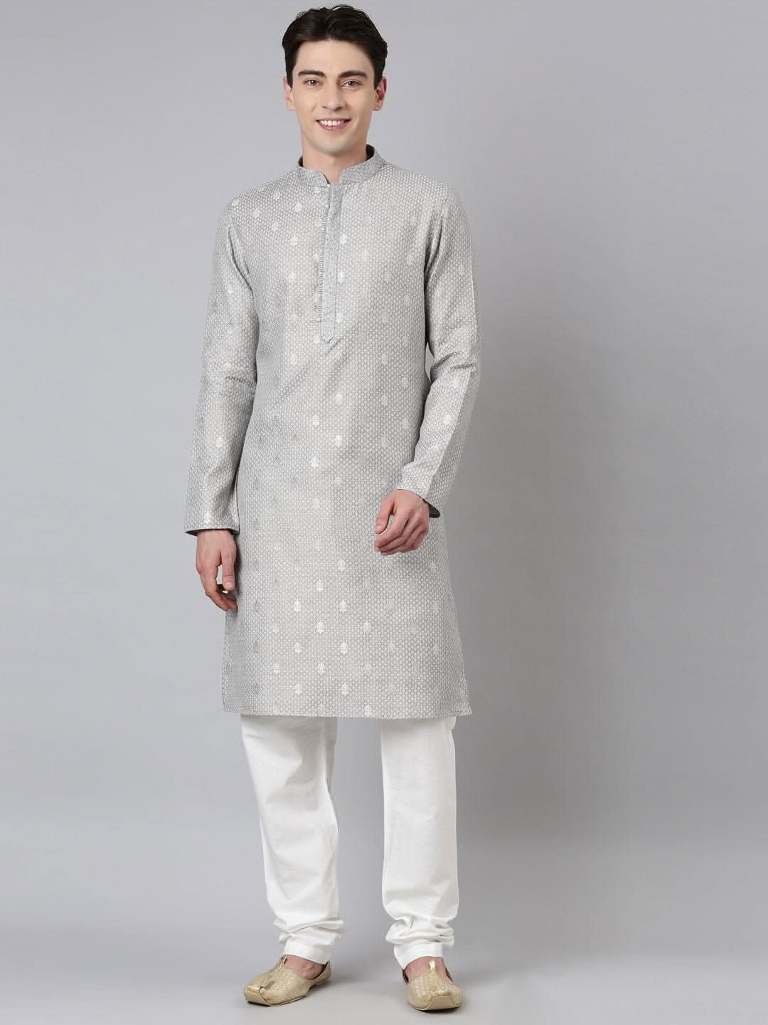 Grey Chanderi Kurta Set