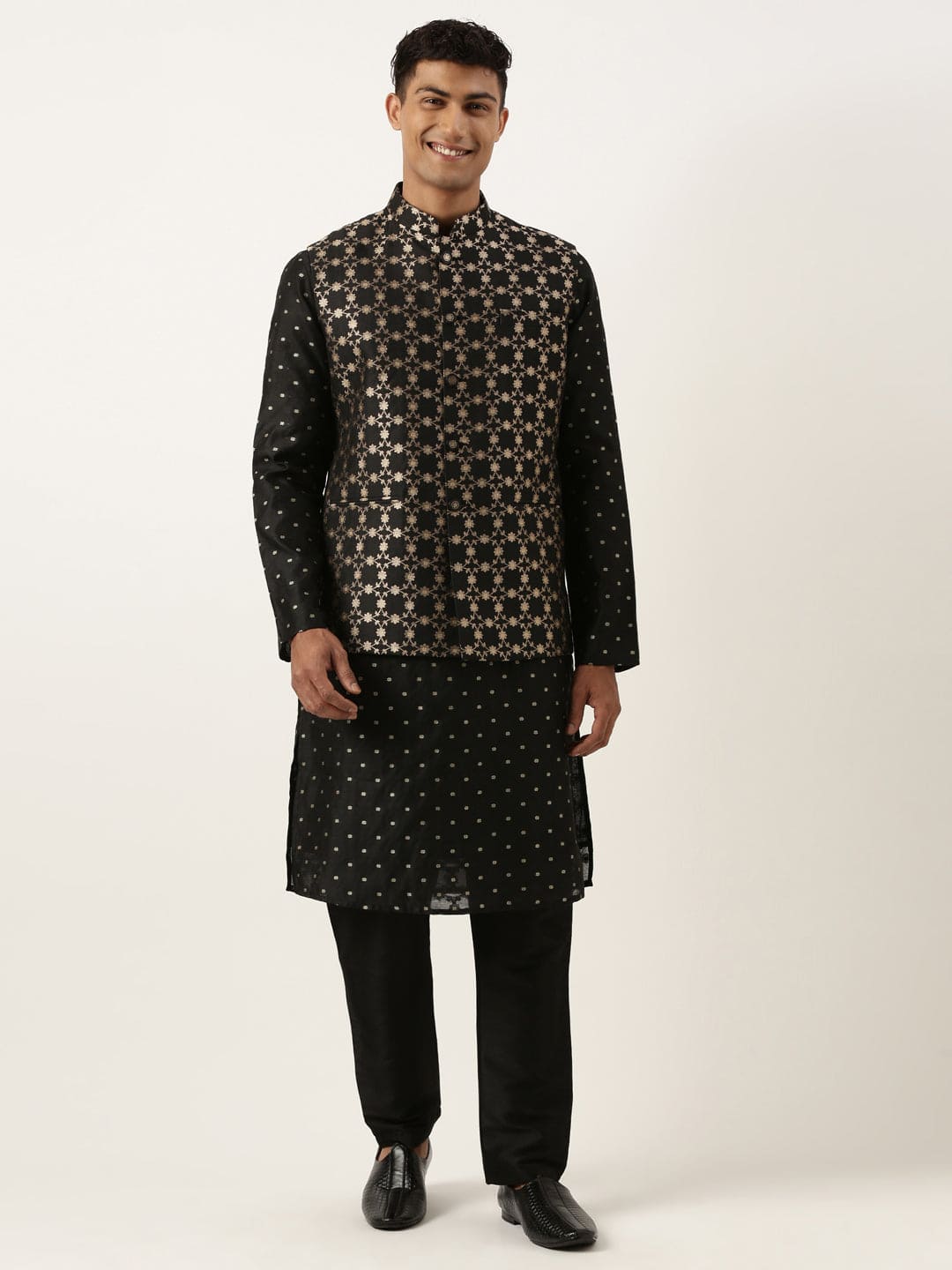 Black Chanderi Jacquard Jacket