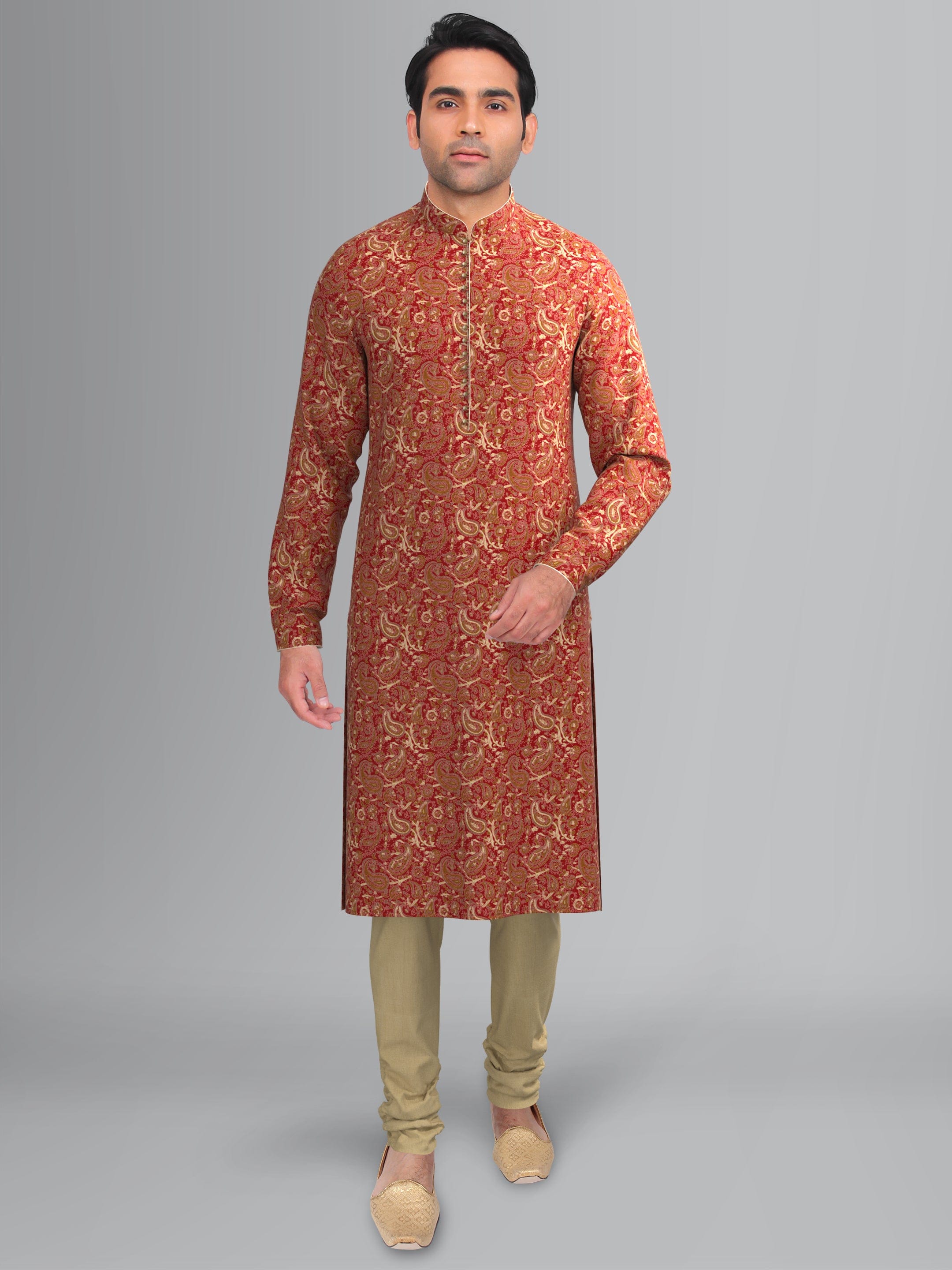 Maroon Paisley Block Printed Kurta