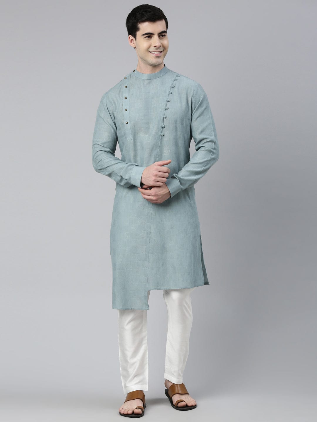 Light Teal Green Asymmetrical Kurta Set